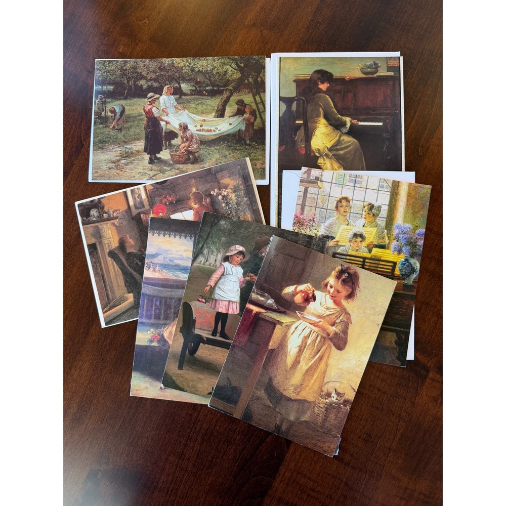 Vintage Lawson Falle Greeting Cards Lot Unused 7pc Victorian Life Art